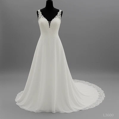 HBH Brautmode I Brautkleid A-Linie mit Raffung Chiffon Einzelstück Gr.40,46,50 - Bild 1 von 4
