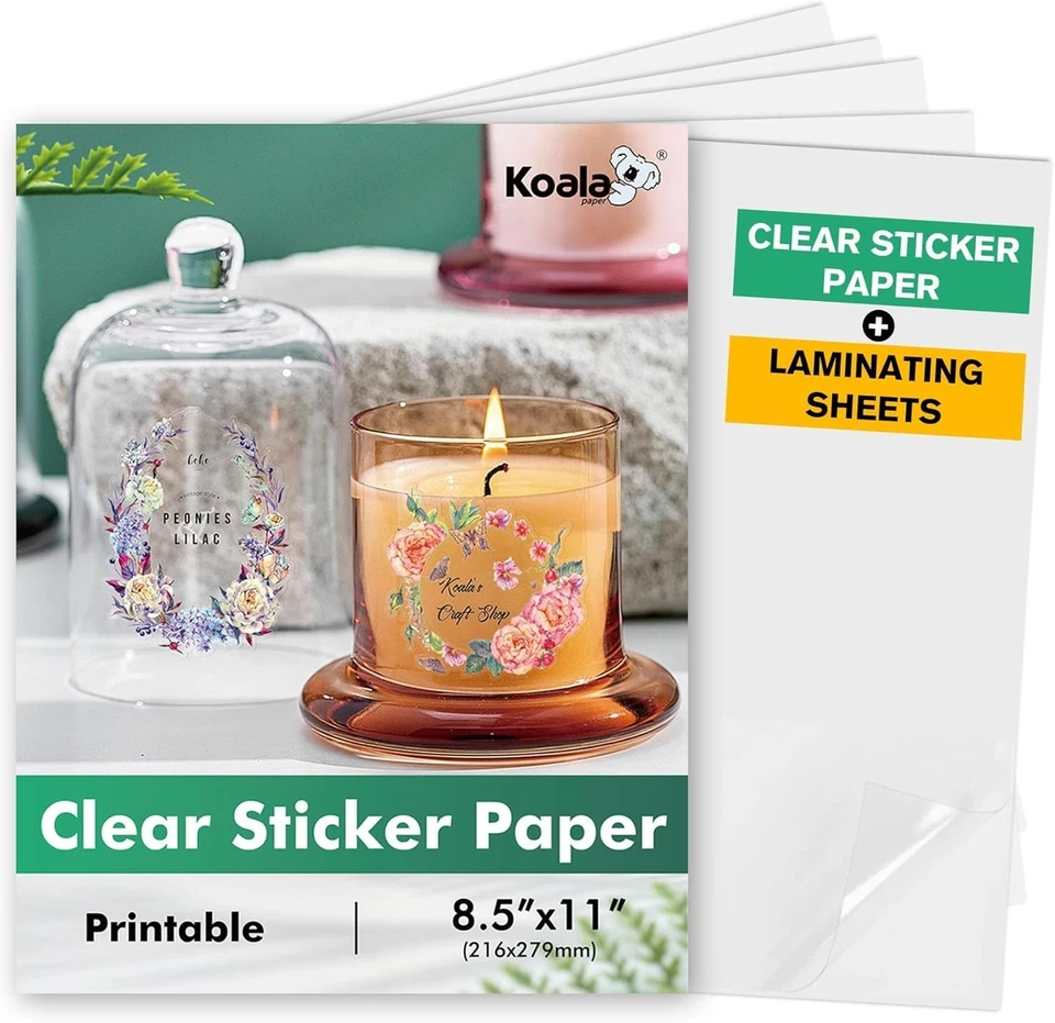 8.5x11" Crystal Clear Sticker Paper & 9x12" Laminate Sheets Bundle Pack - Image 3 of 4