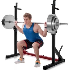 Adjustable Barbell Rack Max Load 550LBS Dipping Station Squat Stand For Home Gym