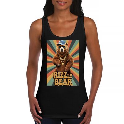 Rizzly Bear Funny Women's Tank Top Charisma Pun Charming Meme Grizzly Dating