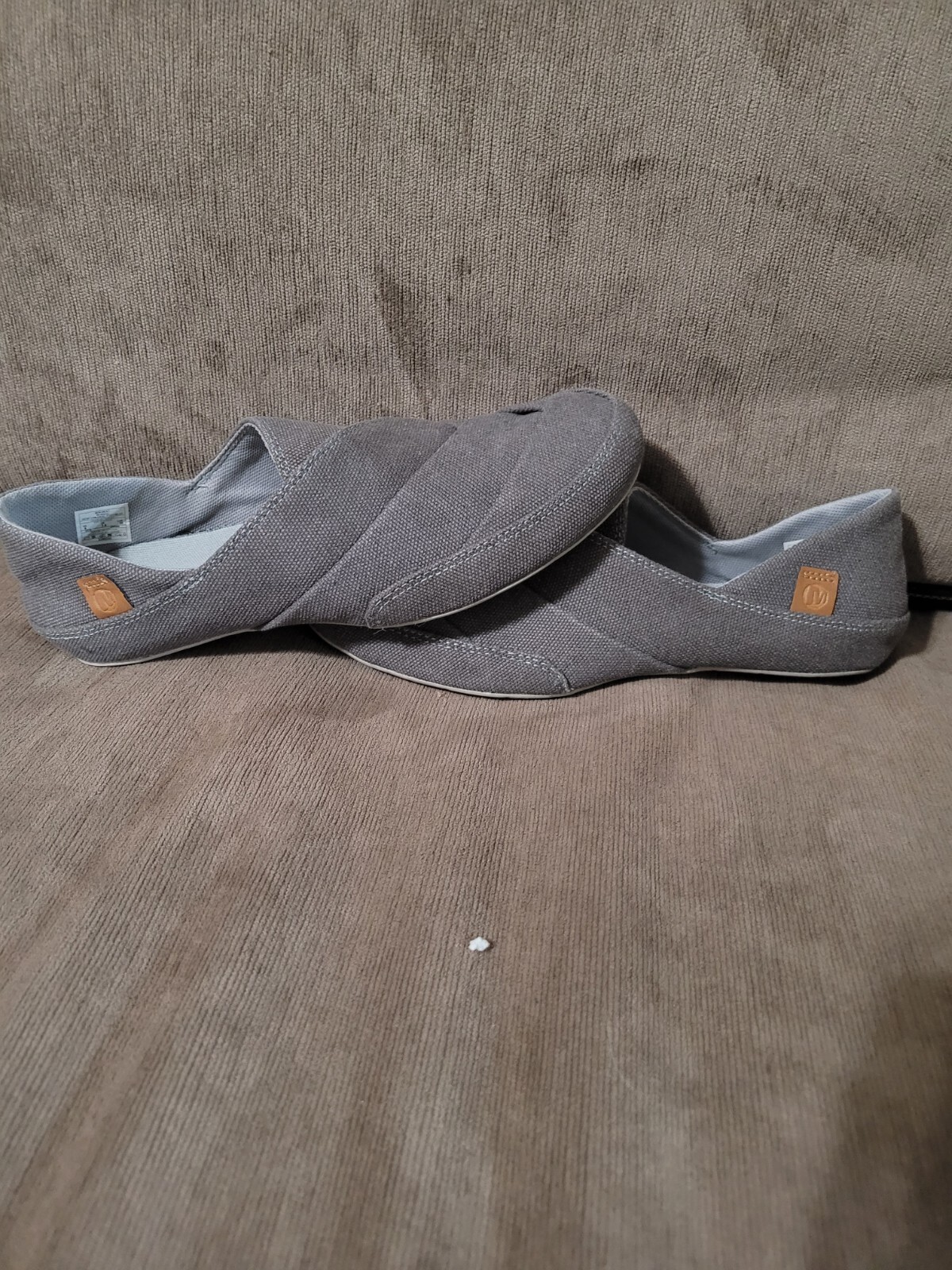 Scarpe mocassini nuovi Merrell donna 6 grigio tela slip on J98986