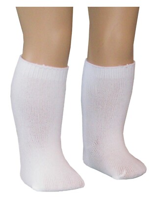 White Knee-High Socks fit 18'' American Girl Size Doll