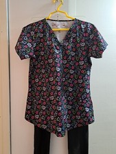 Scrub Set Xs Maryln Monroe Top Medichic 4flex Bottoms Qfx-816bk Black Stretchy