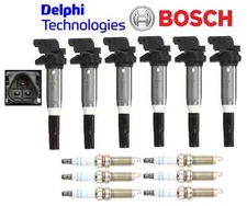 OEM Ignition Coil + Spark Plug Double Platinum (6sets) Bosch Delphi for BMW M