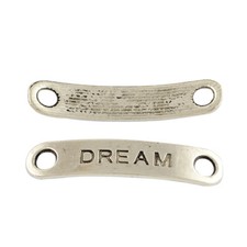 BULK Charms Word Pendants Antiqued Silver Dream Connectors Links 25pcs Curved