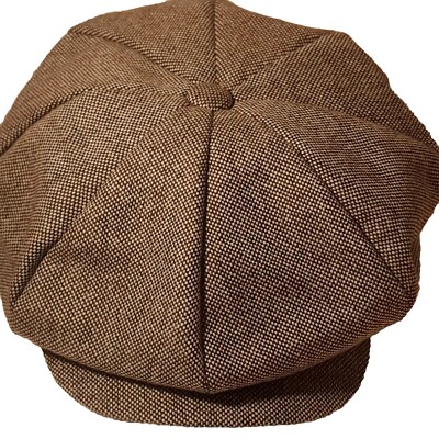 NWT Jaxon Hats Marl Tweed Wool Blend Beige Newsboy/Cabbie Cap Fits