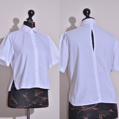 T By Alexander Wang Damen Weiß Kurzarm Shirt Rückenfrei Größe 0 / XS / S