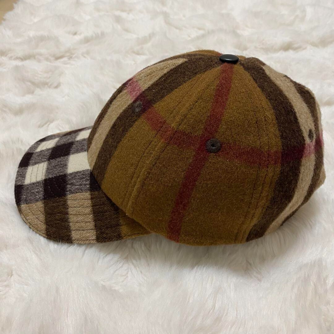 Burberry Beige Black and Red Check Wool Newsboy Cap Burberry Plaid Wool Newsboy Cap - Beige/Tan with Red & Black  main image 4