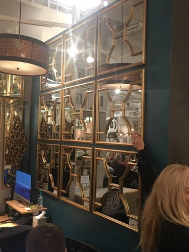 TWO MISA XXL 24" ANTIQUED GOLD LEAF METAL MODERN WALL ART MIRRORS 09268 - Picture 2 of 5