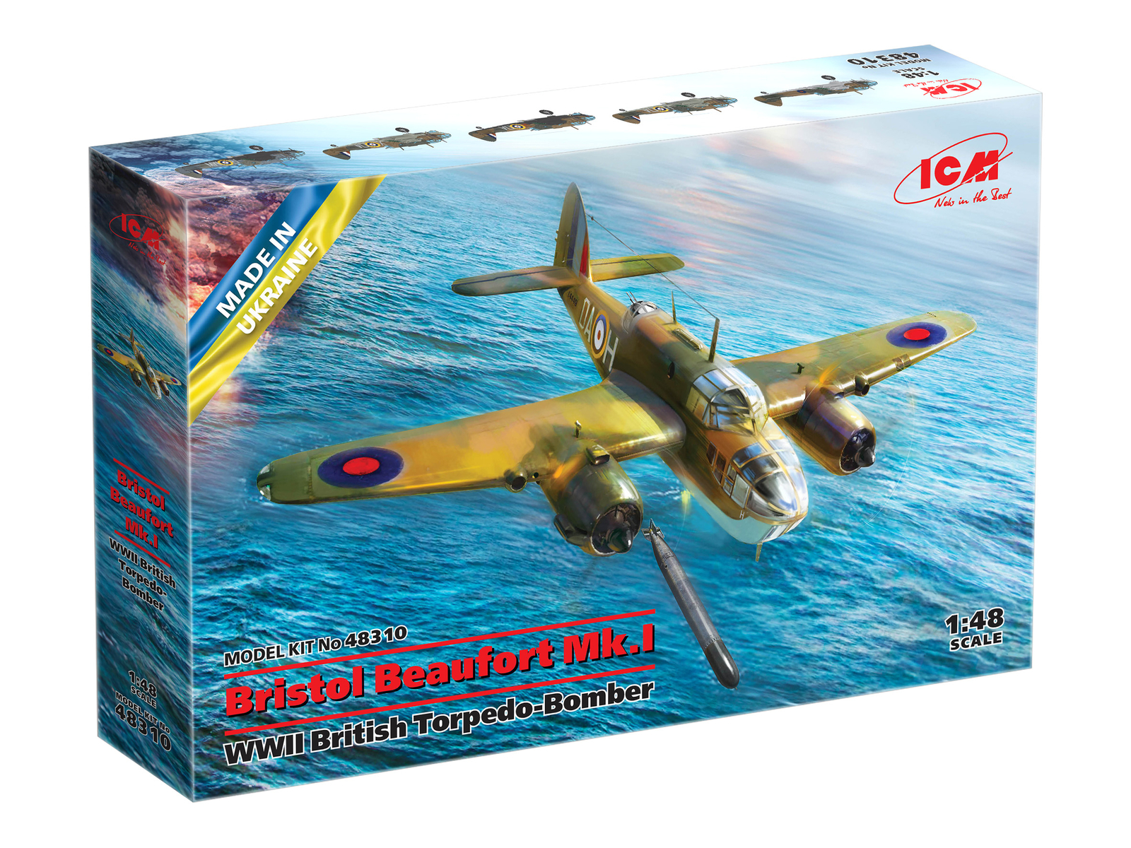 Icm 48310 - 1:48 Bristol Beaufort Mk.i, Wwii British Torpedo Bomber - New