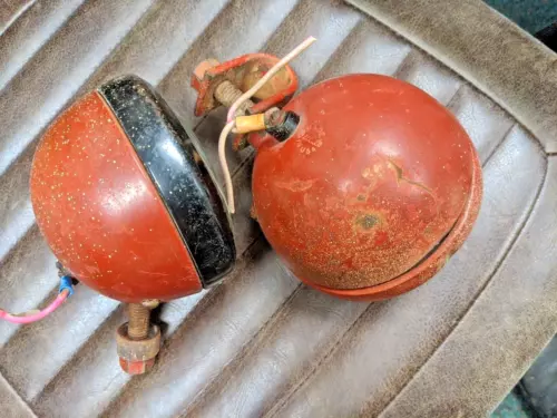 Red VINTAGE Rat Rod,  5" Guide Script 6v LIGHTS, COUPE TRUCK MOTORCYCLE CUSTOM