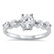 White CZ Elegant Simple Polished Ring New .925 Sterling Silver Band Sizes 5-9