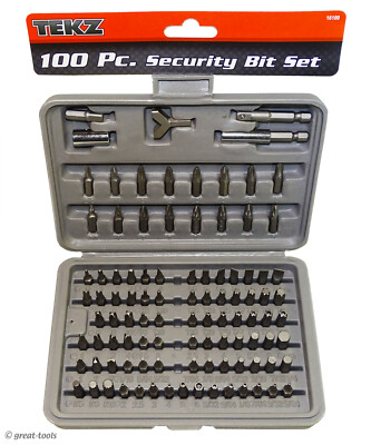 100-PC SECURITY BIT SET, screwdriver bits, hand tools, automotive tool, 5/16 hex