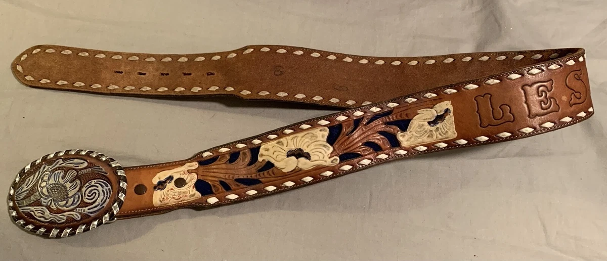 Stamped Leather Belt - Goyard Pattern