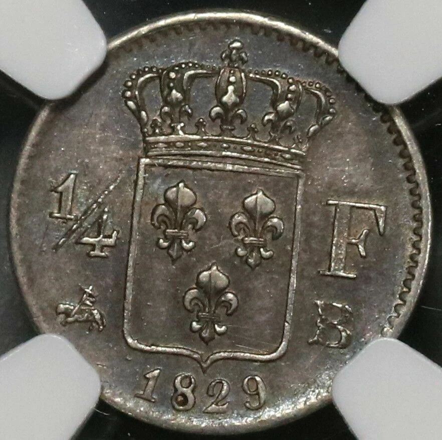 1829-B NGC AU 50 France Charles X Silver 1/4 Franc 32K Rouen Coin (210828704C) - Image 3 of 4