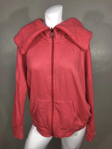 Puma Womens Zip Up Sweatshirt Tall Collar Sz XL
