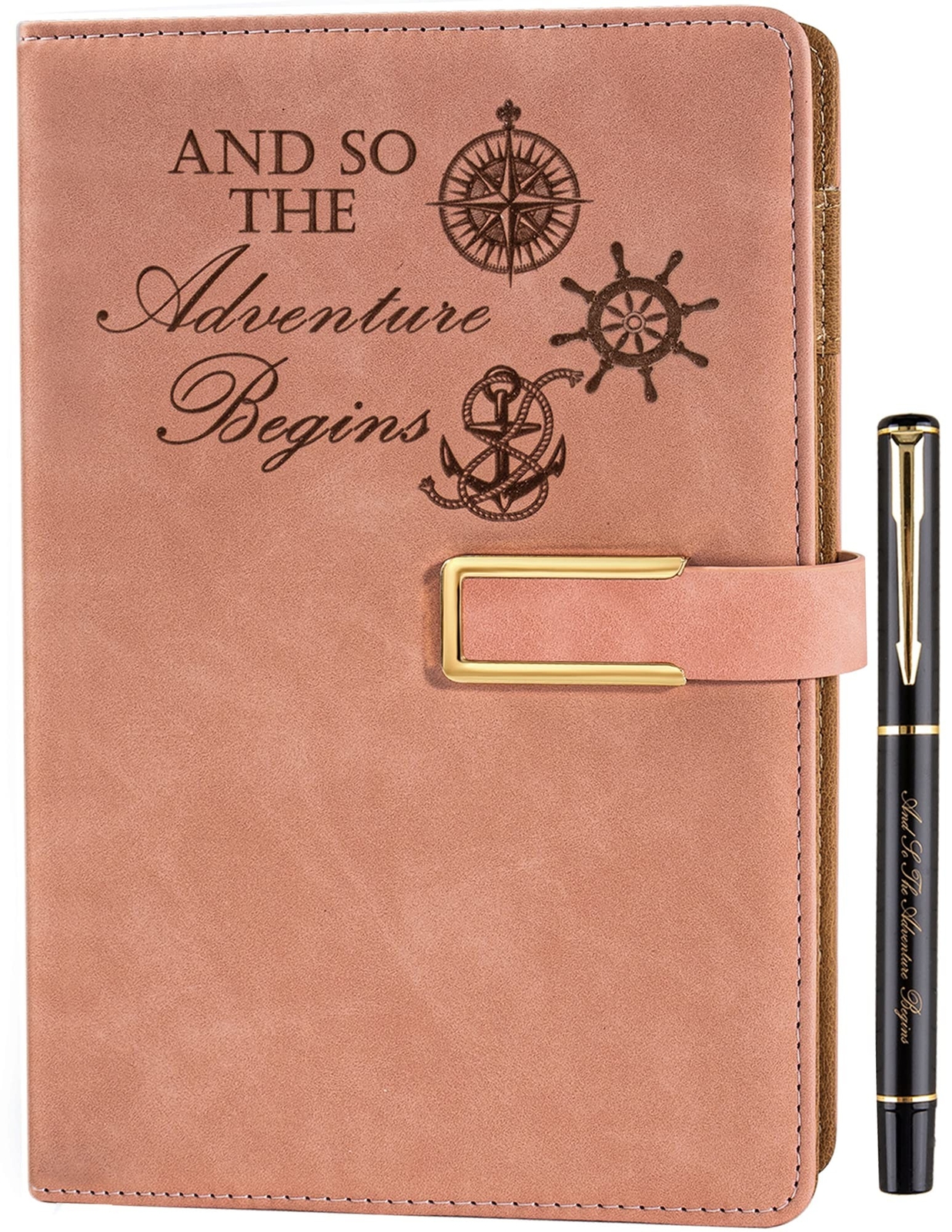 Refillable Adventure Writing Journal for Men & Women Faux Leather Hardcover N...