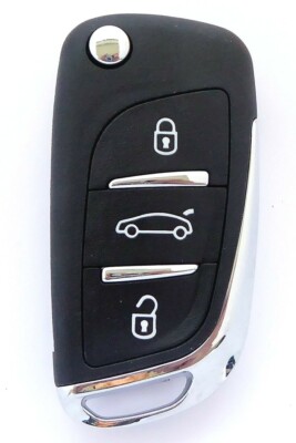 Auto Klappschlüssel Gehäuse für Citroen 3 Button Rohling HU83 Externe Batterie