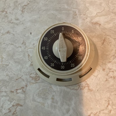 Vintage Mark Time Beige W Brown 60 Minutes Kitchen Timer Plastic 