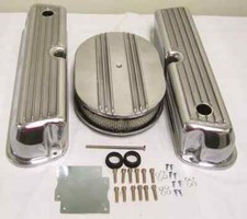 Ford 302 351w Windsor Retro Finned Aluminum Valve Covers W 12 Air Cleaner Kit Ford 302 351w Windsor Retro Finned Aluminum Valve Covers W 12 Air Cleaner Kit
