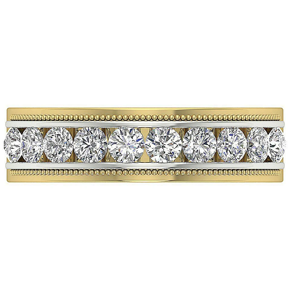 Anillo de compromiso para hombre VS1 E 1,00 quilates diamante natural 14 quilates oro dos tonos valoración Foto 4 de 4