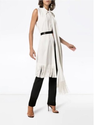 Givenchy Fringe-trimmed Silk-crepe Top In Cream 34 $1430