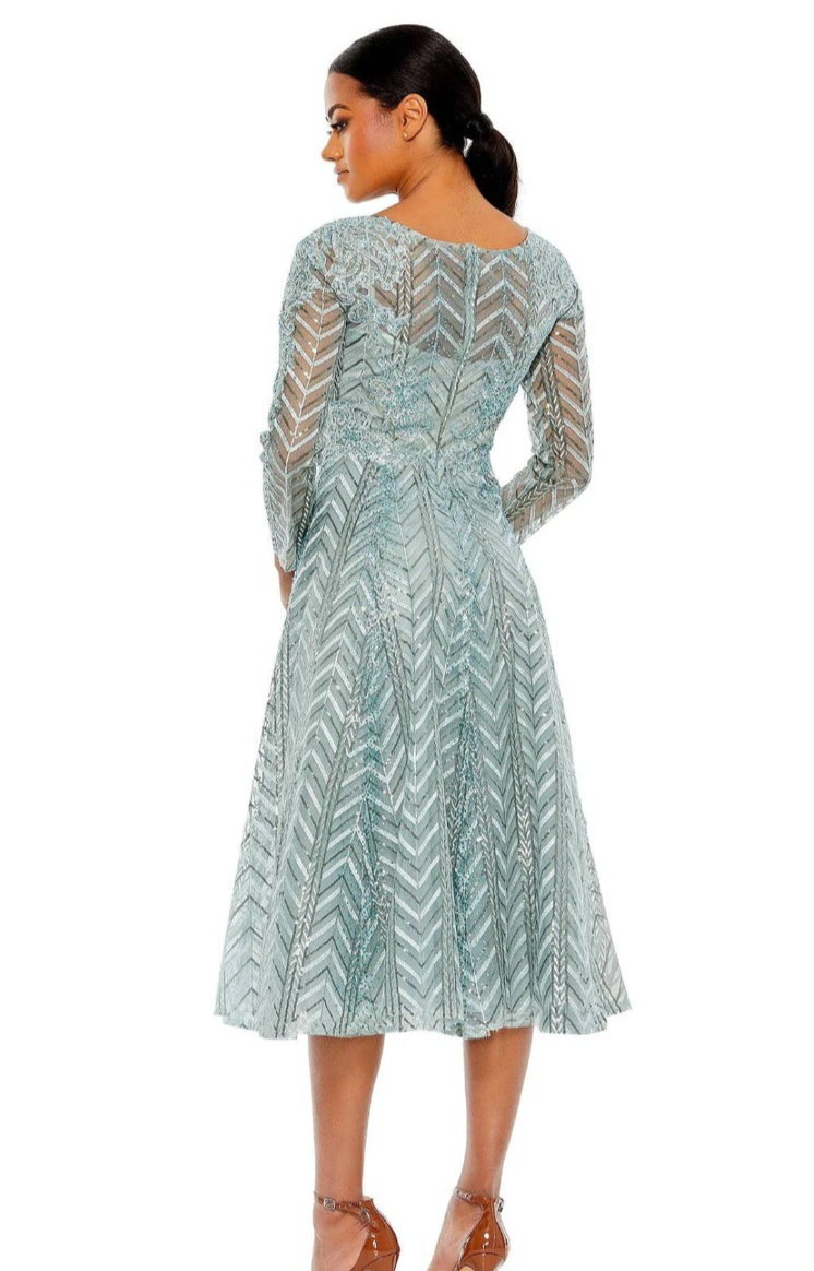 Mac Duggal 20399 Embellished Long Sleeve Wrap Over Dress Size