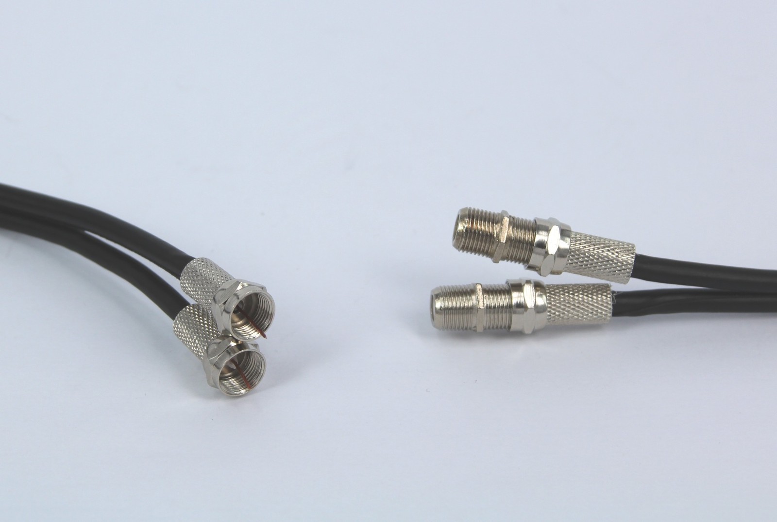 3m Black Twin Shotgun Coax Cable F Plugs & Couplers to Extend Sky + Satellite