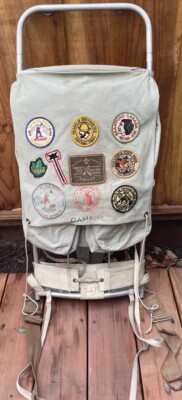 VINTAGE ANTELOPE HIKING CAMPING BACKPACK BSA PATCHES 34x14'' GOOD FRAME