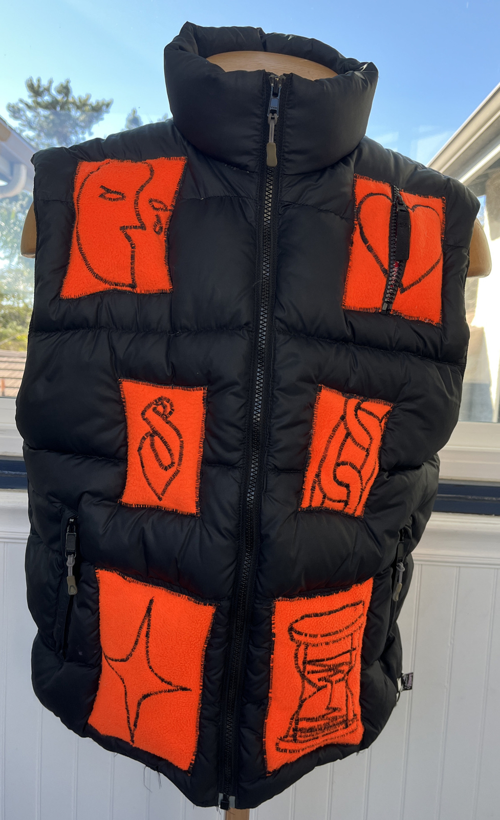 A Future Memory Down Feather Black Orange Vest La… - image 1