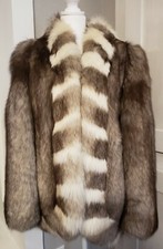 Vtg Mint 50's Leonard Furs Animal Silver Artic Fox Fur Stripe Coat Jacket