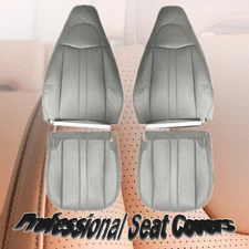 For 2003 2014 GMC Savana Driver & Passenger Bottom & Top Leather Seat Cover Gray