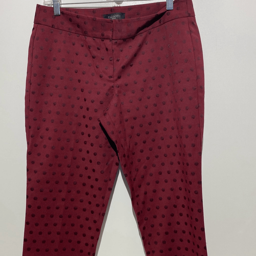 Talbots Women's Maroon Signature Polka Dot Pull-On Trouser Pants Size 8P - Picture 3 of 7