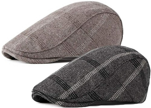 2 Pack Men's Cotton Golf Driving Beret Cabbie Hat Newsboy Flat Peaky Cap Unisex - Picture 5 of 12