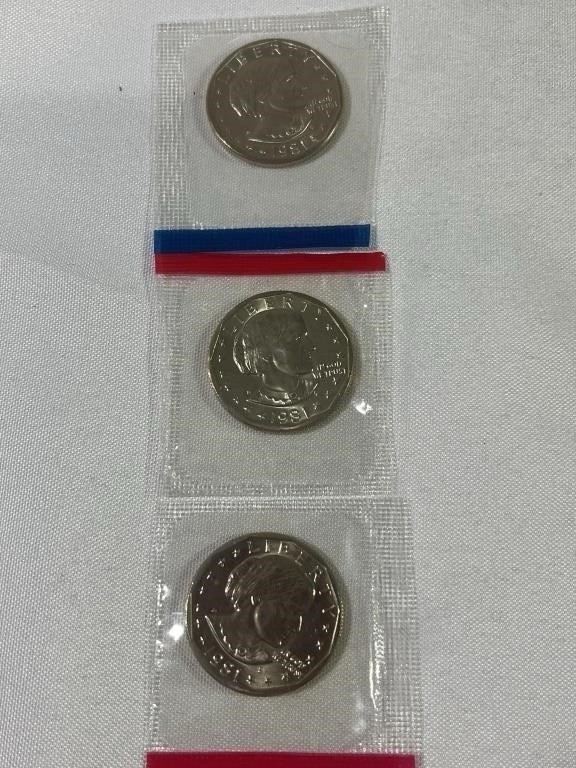 1981 D/P/S $1 Susan B Anthony Dollar coin set -- ALL 3 mint marks!!