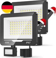 50W 5000LM Led Strahler Fluter Mit Bewegungsmelder AußEn 2 StüCke, 6500K Kaltwei