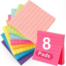 Lined Sticky Notes 3x3,Sticky Notes With Lines,Self-Stick Note Pads,8 Pads,80...