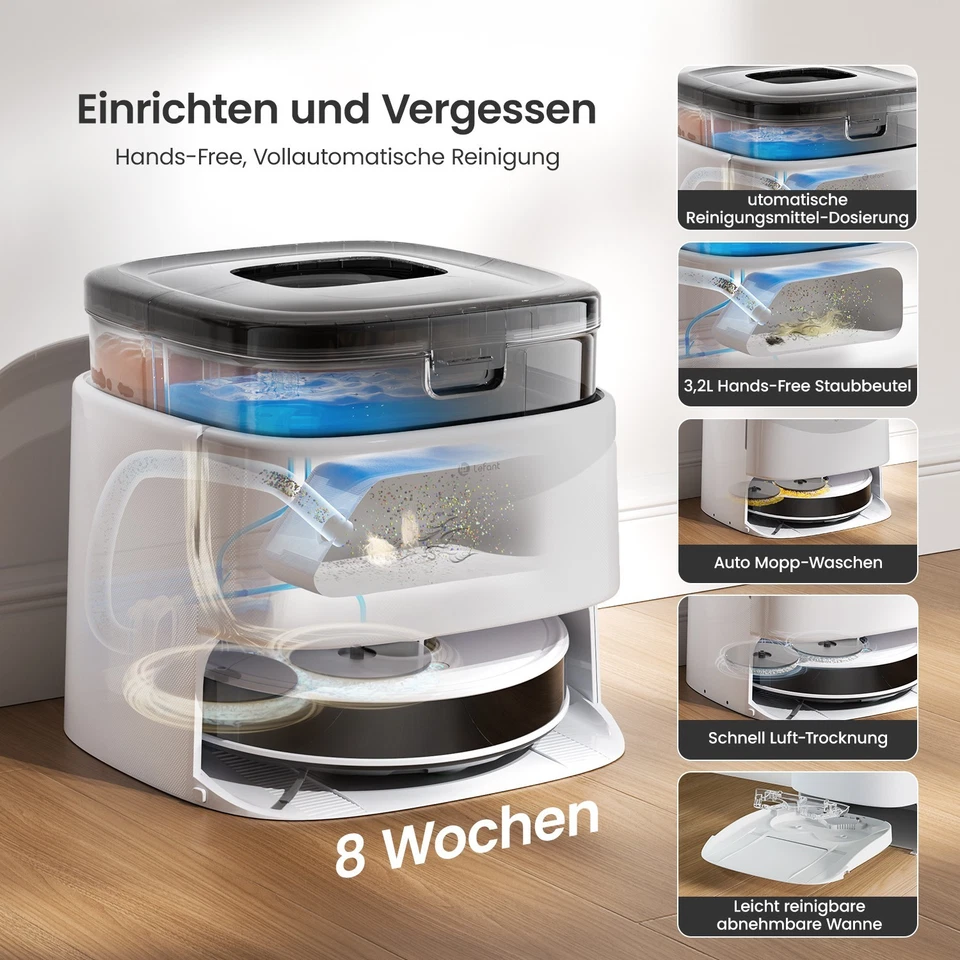 Lefant M3L 12000Pa Robot Vacuum Cleaner Self-Emptying Robotic Vacuum and Mop - Bild 4 von 4