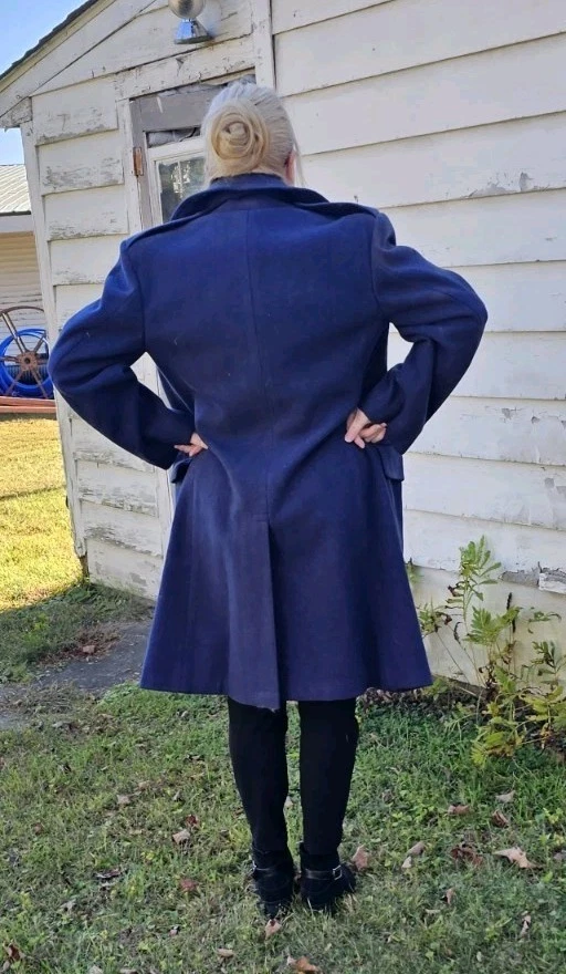 Abrigo de la Fuerza Aérea de los Estados Unidos de Colección de los años 50 para mujer M MED o para hombre S chaquetón de lana azul EE. UU. Foto 4 de 4