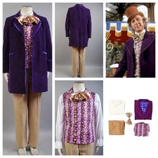 Willy Wonka Gene Wilder 1971 Cosplay Halloween Purple Coat+pants+shirt fullsets