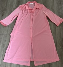 Vintage VANITY FAIR Pink Duster Robe Pocket Women s M 100 Nylon Made In USA