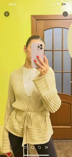 Women Cardigan Beige S