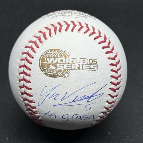 Juan Uribe La Grasa Signed 2005 World Series Logo Baseball JSA COA White Sox