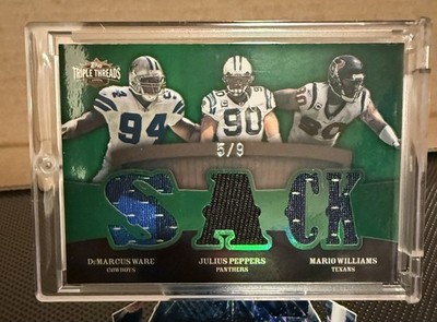 2009 Triple Threads #TTRC-58 DeMarcus ￼Ware Julius Peppers Williams Relic green