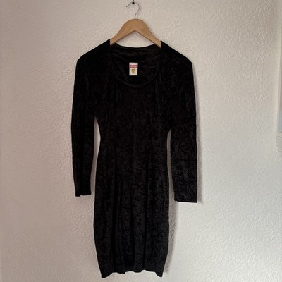 Vintage C&A Clockhouse 80s Black Velvet Gothic Whimsy Mini Dress Fits UK 10-12