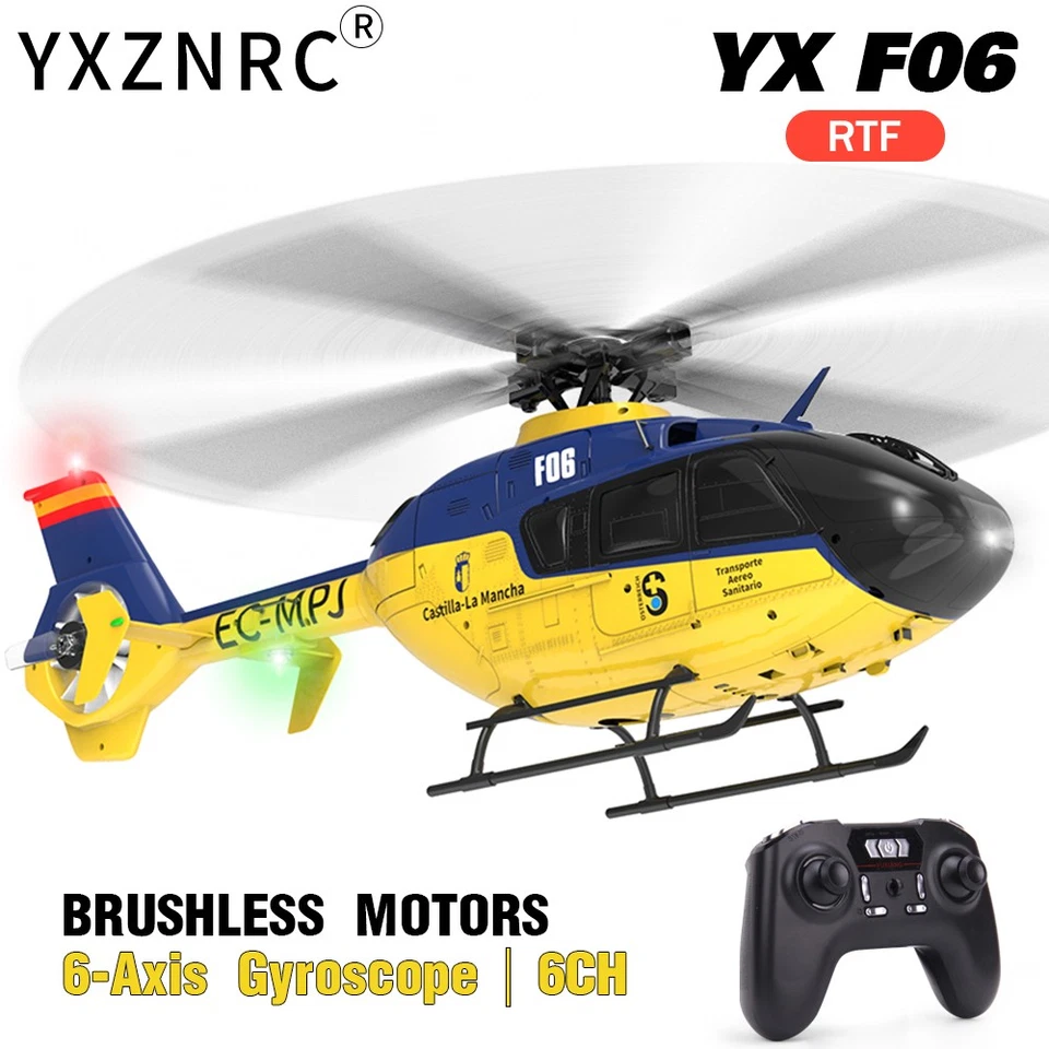 YXZNRC F06 EC135 Aircraft 3D 2.4G 6CH 6-Axis Gyro RTF  Flybarless RC Helicopter - Bild 3 von 4