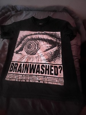 Black and grey Brainwashed? T Shirt By Hellstar Size Medium!