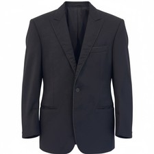 Vintage Valentino Italy Black Tuxedo Dinner Jacket Blazer W/ Contrast Piping 41R