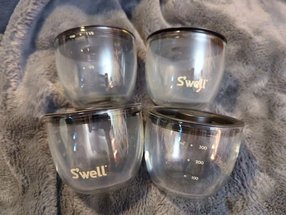 Juego de 4 cuencos de preparación de vidrio S'Well de 12 oz con tapas aptos para microondas y lavavajillas Foto 4 de 4