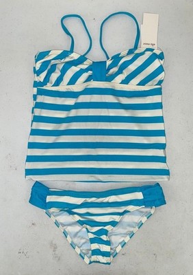 Ella Moss Girls Cabana 2 Piece Bandini Top & Bottom Aqua Size 14